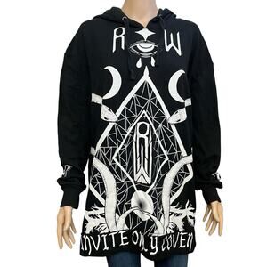 Rogue And Wolf Gothic Hoodie Sweatshirt Tunic Medium Snakes Witchy Baggy Black